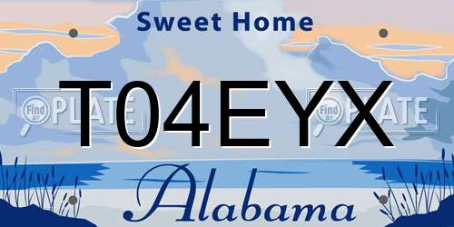T04EYX Alabama License Plate