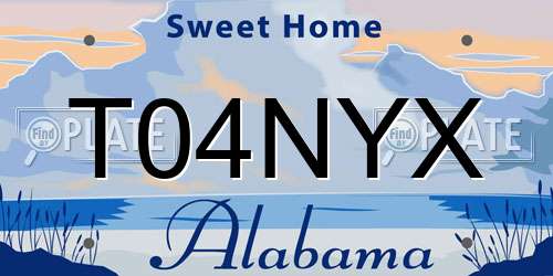 T04NYX Alabama License Plate