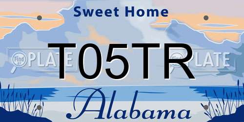 T05TR Alabama License Plate