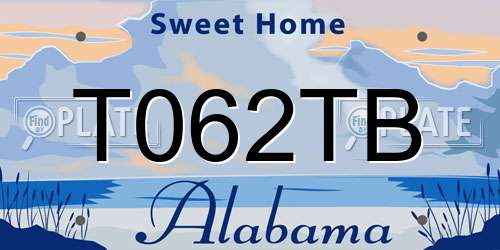 T062TB Alabama License Plate