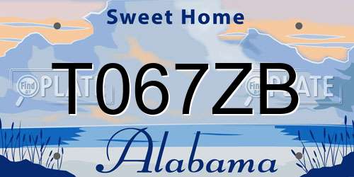 T067ZB Alabama License Plate