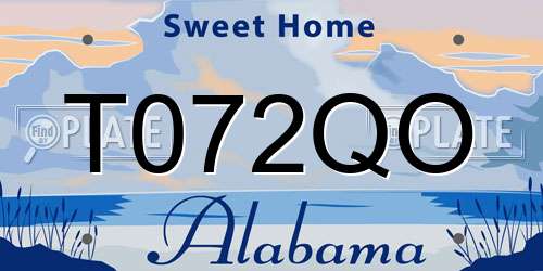 T072QO Alabama License Plate