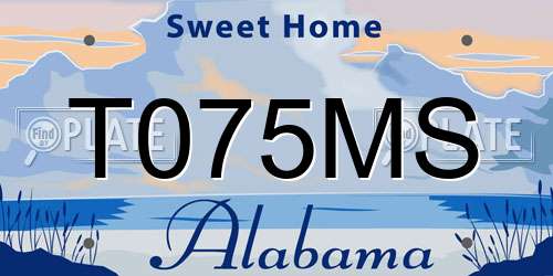 T075MS Alabama License Plate
