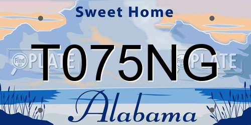 T075NG Alabama License Plate