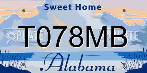 T078MB Alabama License Plate