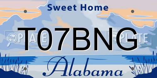 T07BNG Alabama License Plate