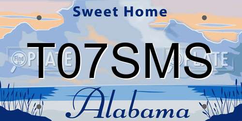 T07SMS Alabama License Plate