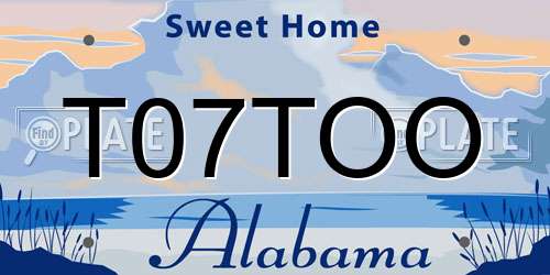 T07TOO Alabama License Plate