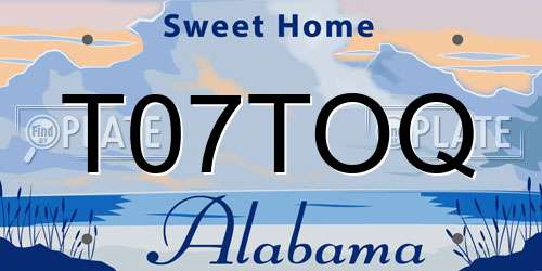T07TOQ Alabama License Plate