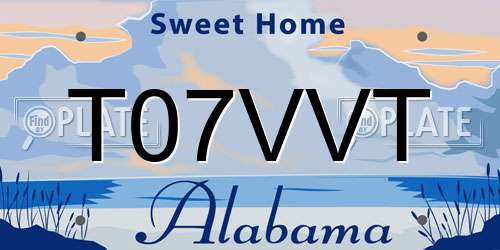 T07VVT Alabama License Plate