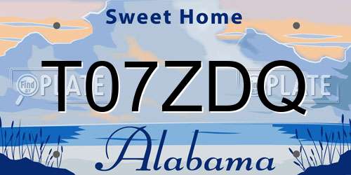 T07ZDQ Alabama License Plate