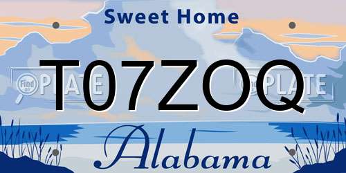 T07ZOQ Alabama License Plate