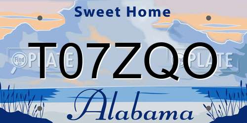 T07ZQO Alabama License Plate