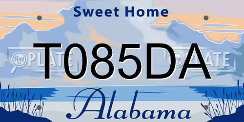 T085DA Alabama License Plate