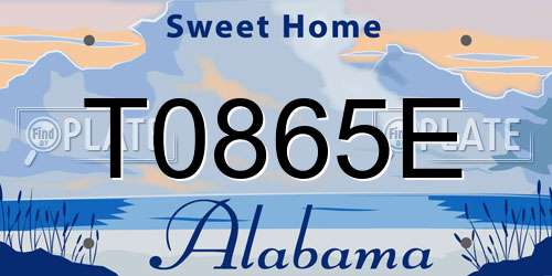 T0865E Alabama License Plate