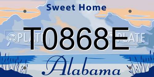 T0868E Alabama License Plate