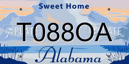 T088OA Alabama License Plate