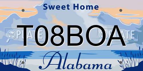 T08BOA Alabama License Plate