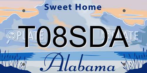 T08SDA Alabama License Plate