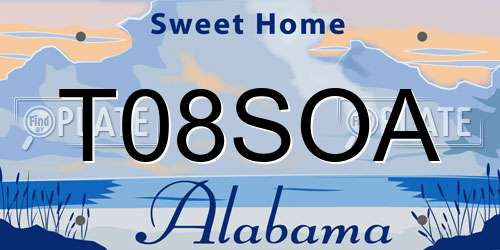T08SOA Alabama License Plate