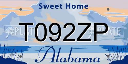 T092ZP Alabama License Plate