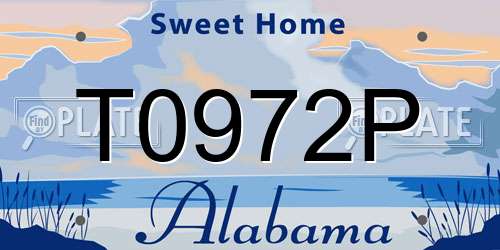 T0972P Alabama License Plate