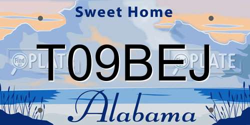 T09BEJ Alabama License Plate