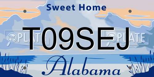 T09SEJ Alabama License Plate