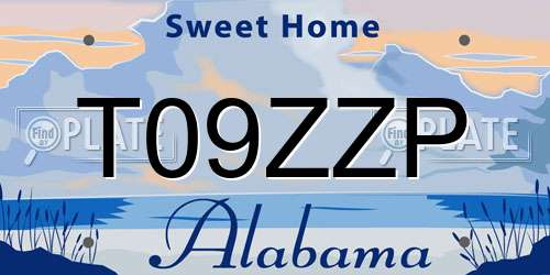 T09ZZP Alabama License Plate