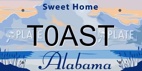 T0AST Alabama License Plate