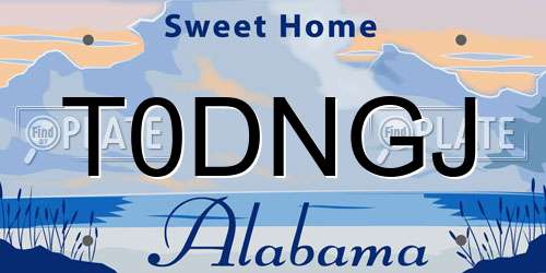 T0DNGJ Alabama License Plate