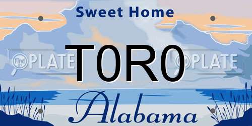 T0R0 Alabama License Plate