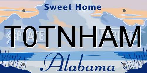T0TNHAM Alabama License Plate
