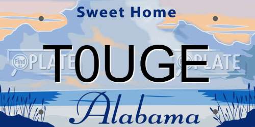 T0UGE Alabama License Plate