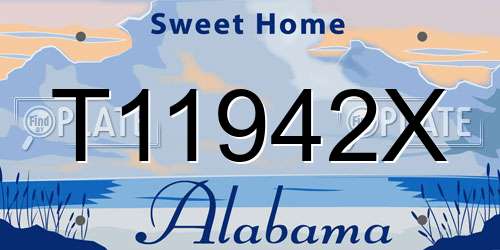 T11942X Alabama License Plate