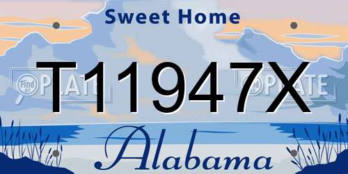 T11947X Alabama License Plate