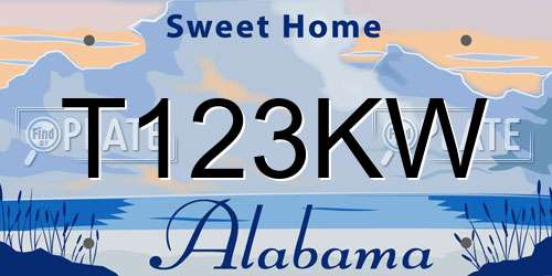 T123KW Alabama License Plate