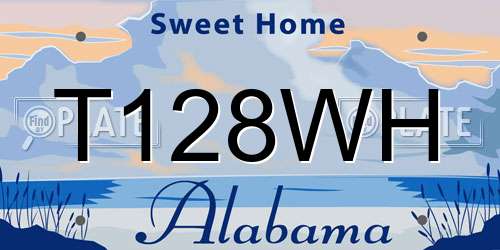 T128WH Alabama License Plate