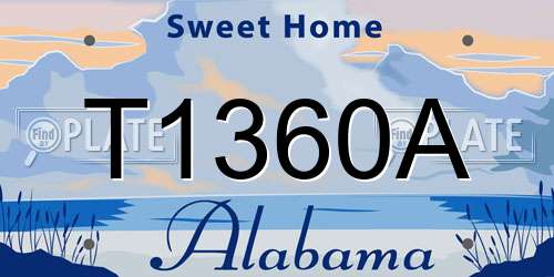 T1360A Alabama License Plate