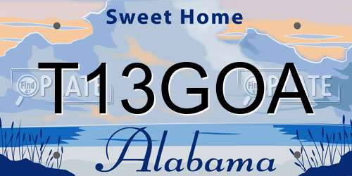 T13GOA Alabama License Plate
