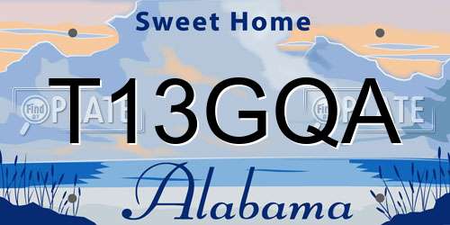 T13GQA Alabama License Plate