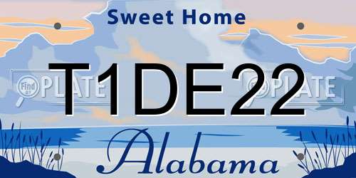 T1DE22 Alabama License Plate