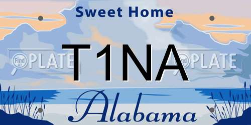 T1NA Alabama License Plate