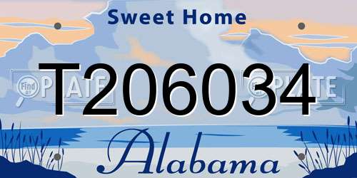T206034 Alabama License Plate