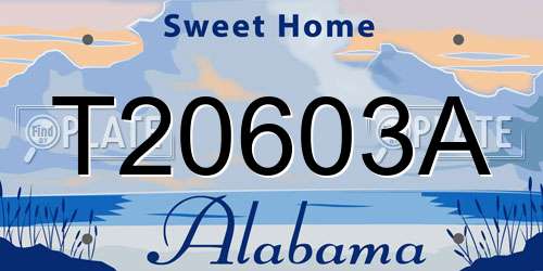 T20603A Alabama License Plate