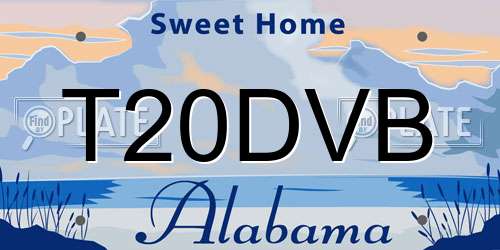 T20DVB Alabama License Plate
