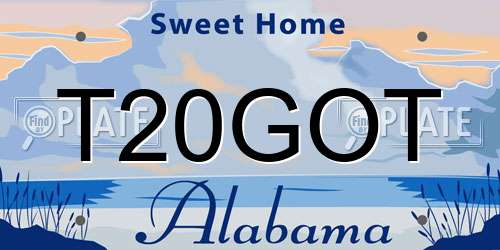 T20GOT Alabama License Plate