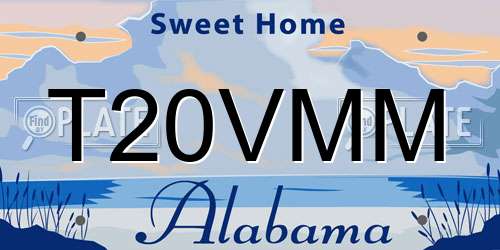 T20VMM Alabama License Plate