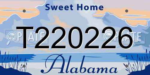 T220226 Alabama License Plate