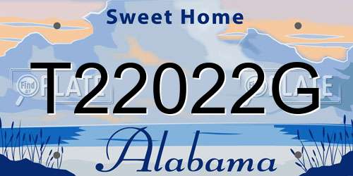 T22022G Alabama License Plate